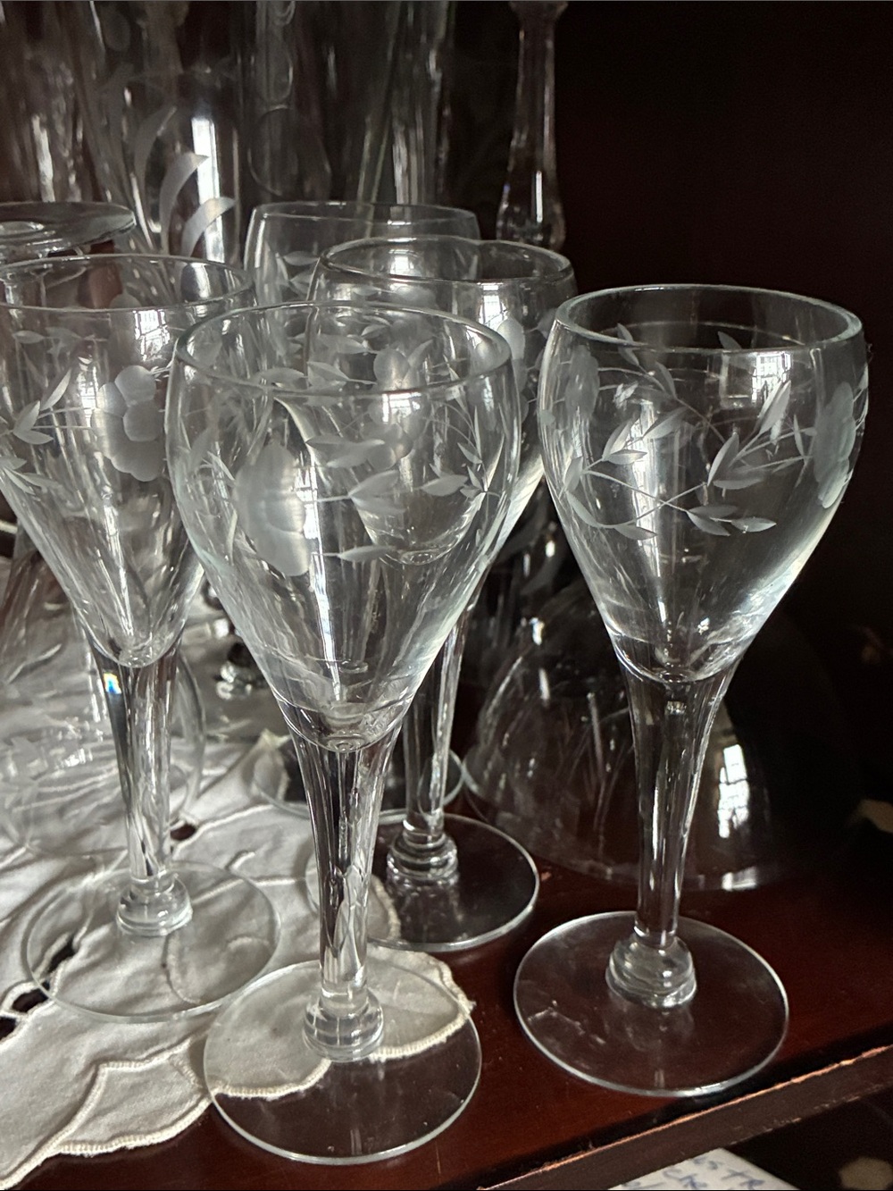 Princess House Heritage Etched Floral Crystal Cordials